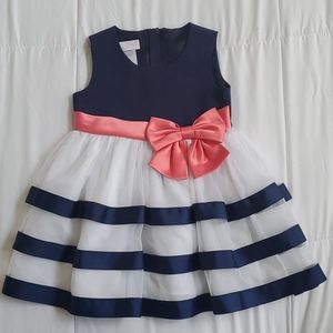 Striped Navy Dress For Baby Girl